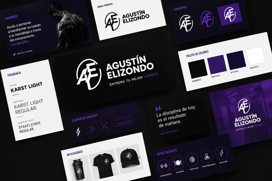Identidad visual de marca para Agustín Elizondo, fitness